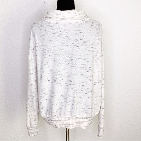 Anthropologie white gray cowl neck turtleneck pullover size Large - Picture 2 of 14